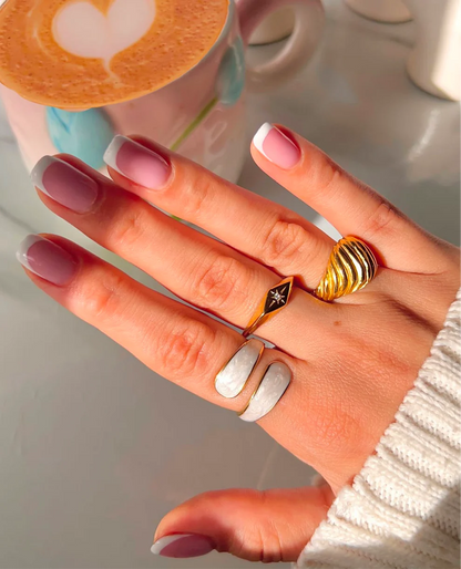 Wave Enamel Gold Band Ring