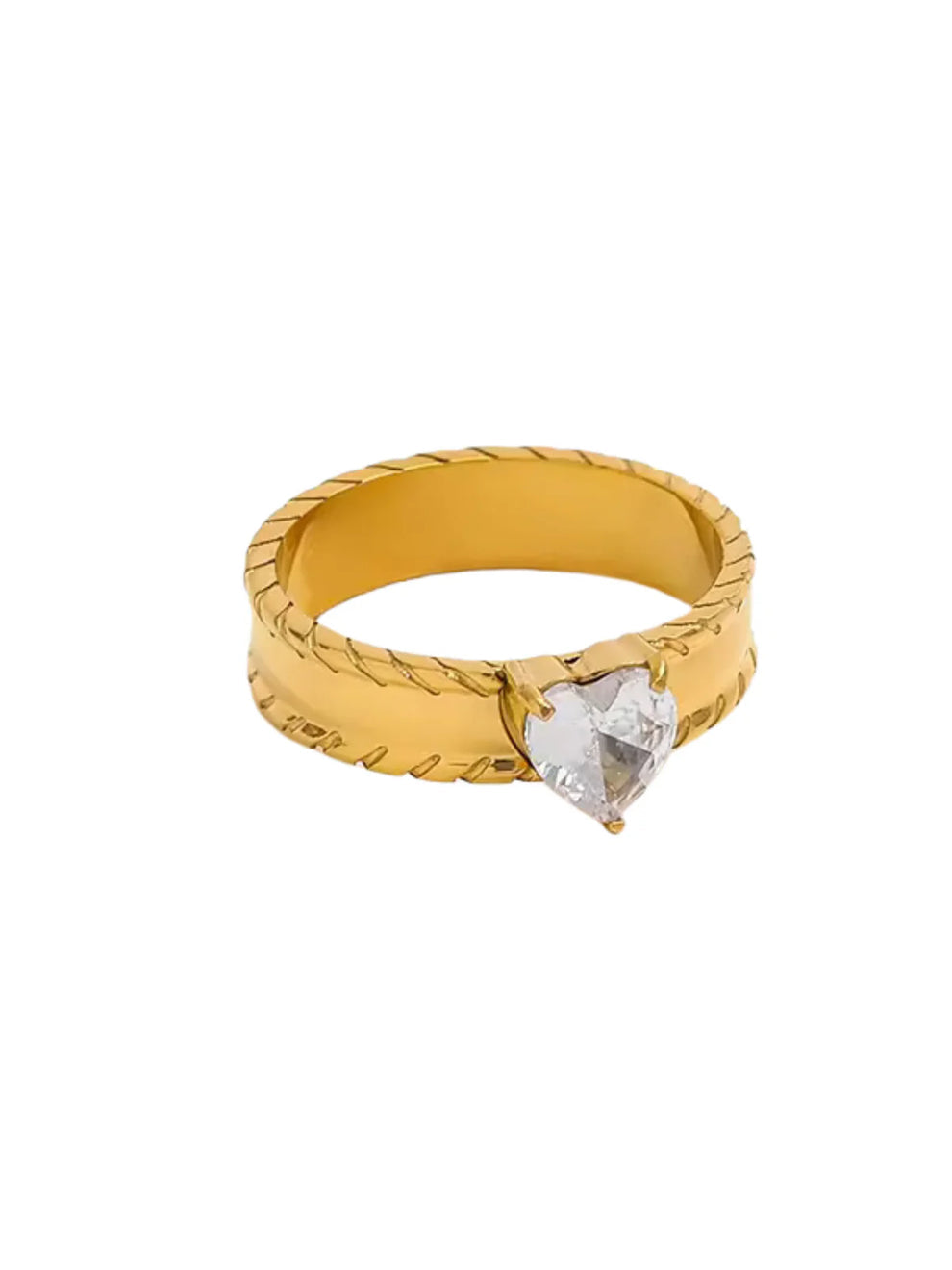 Heart Sparkling Gold Band Ring