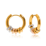 Tree-Tone Multi Ring Hoop Earrings