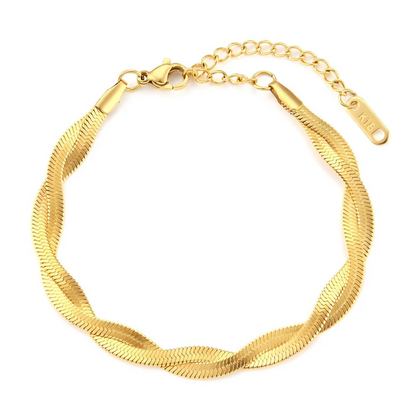 Twisted Double Flat Snake Chain Bracelet