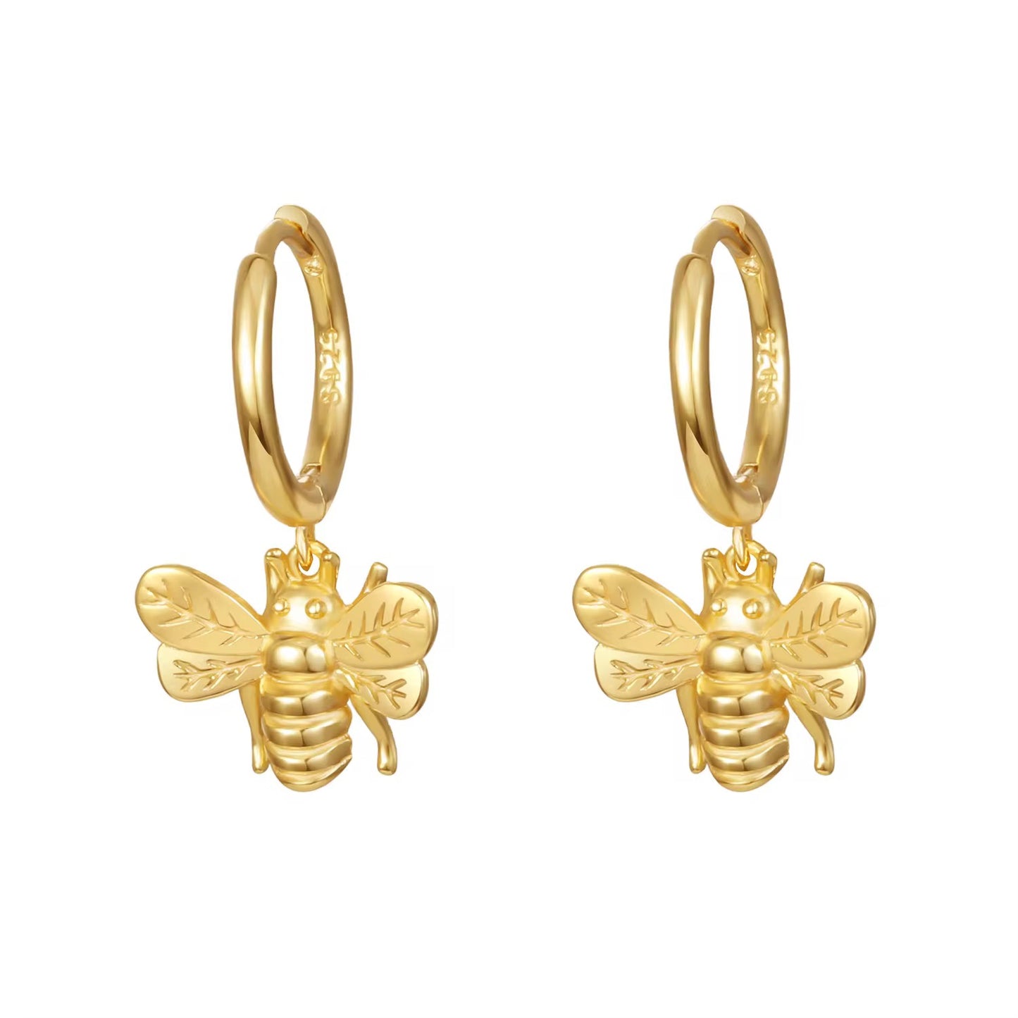 Pendientes de aro con forma de abeja