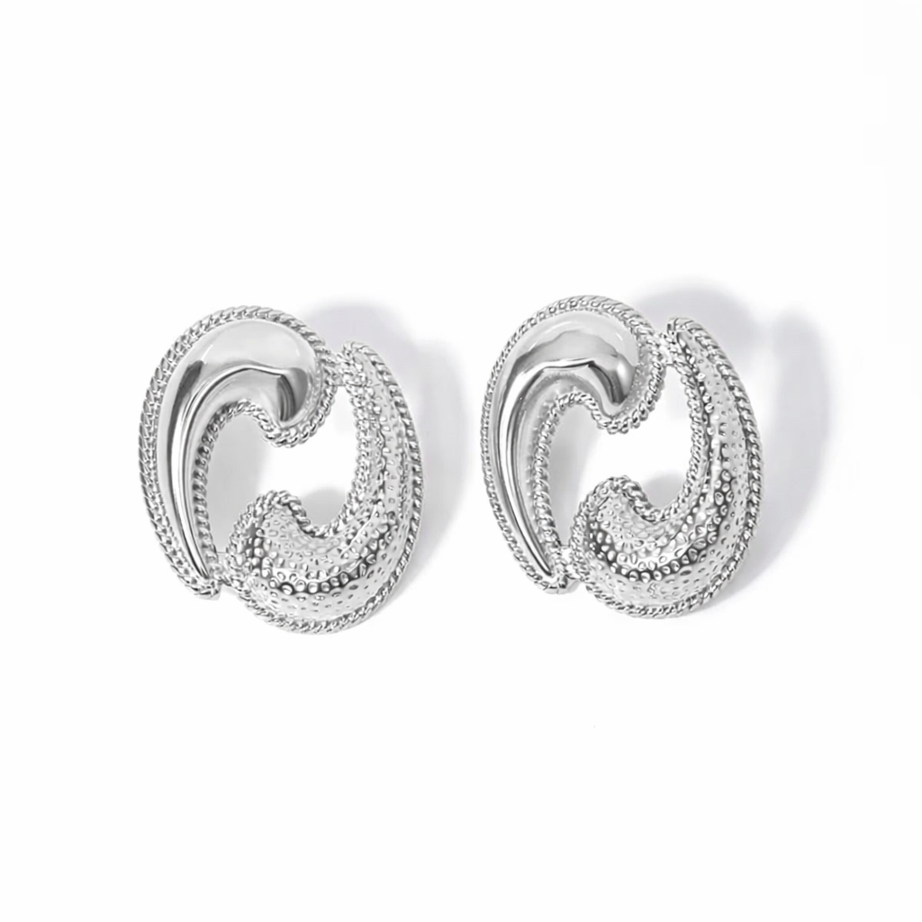 Textured Wave Statement Earrings