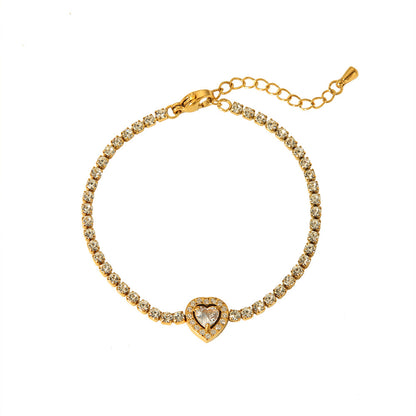 Sparkling Heart Halo Tennis Bracelet