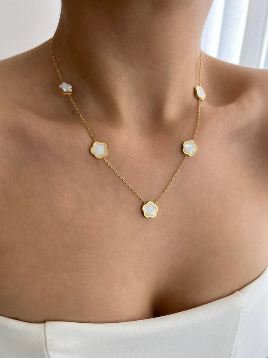 Mother Of Pearl Flower Necklace