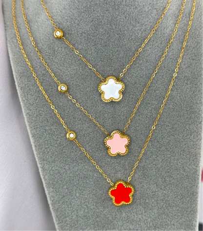 Flower Sparkling Stone Necklace