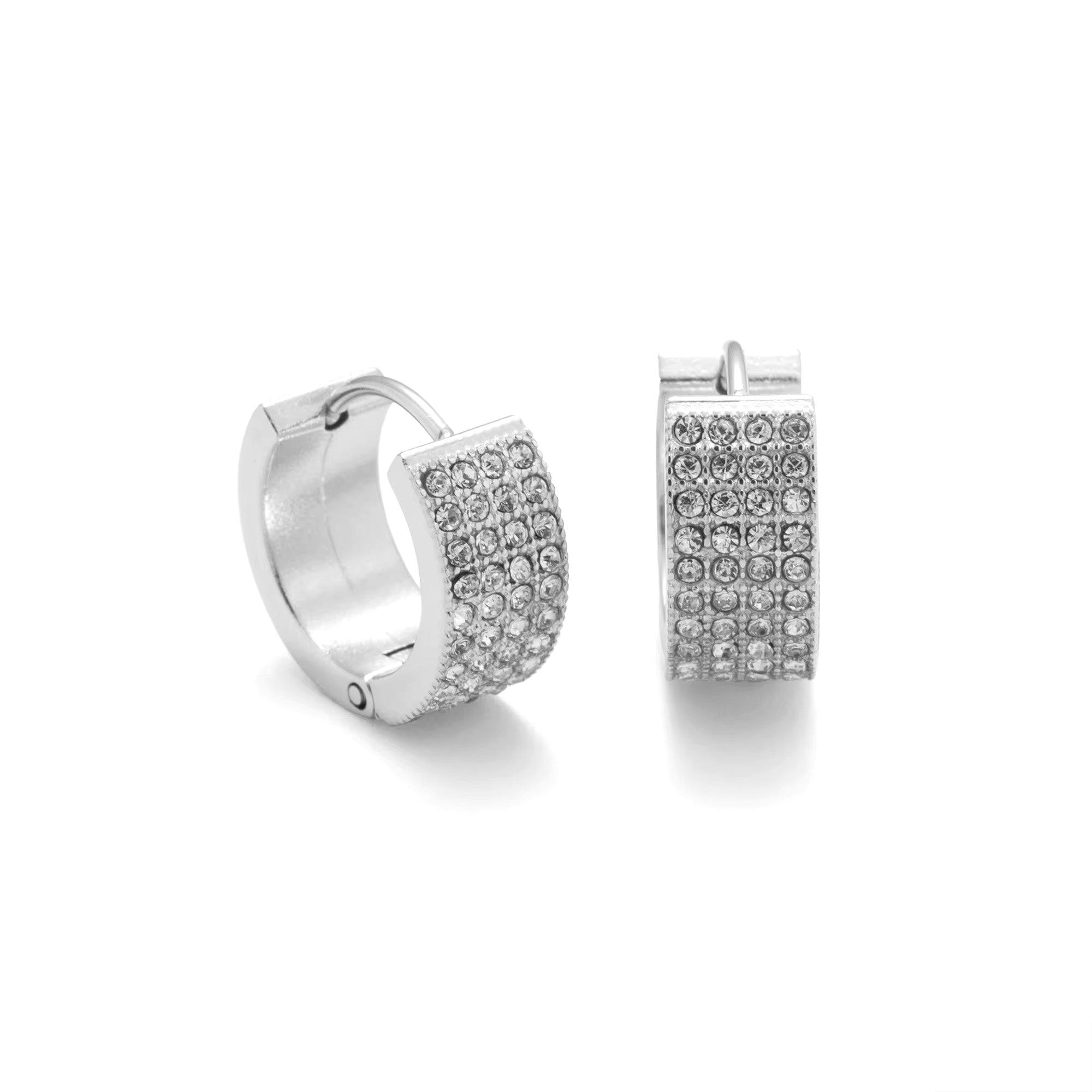 Wide Pavé Hoop Earrings