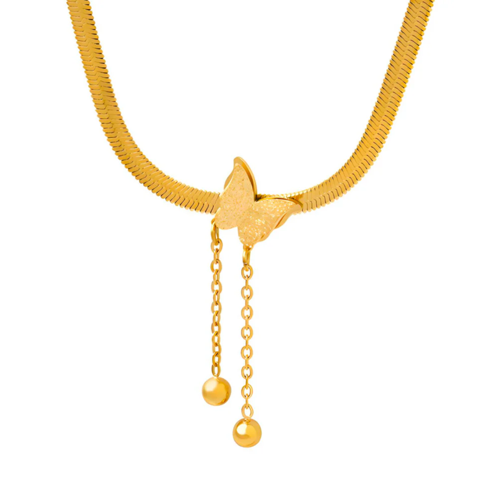 Flat Snake “Butterfly” Lariat Necklace