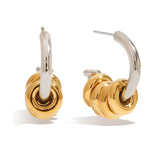 Two-Tone Quad Ring Hoop Earrings