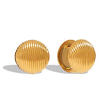 Ribbed Round Clip Earrings