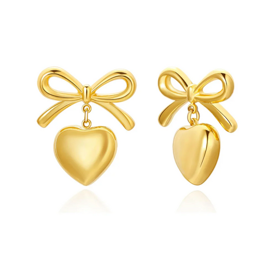 Heart & Bow Hoop Earrings