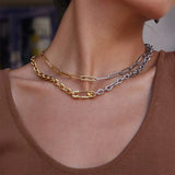 Two-Tone Heart Lock Necklace