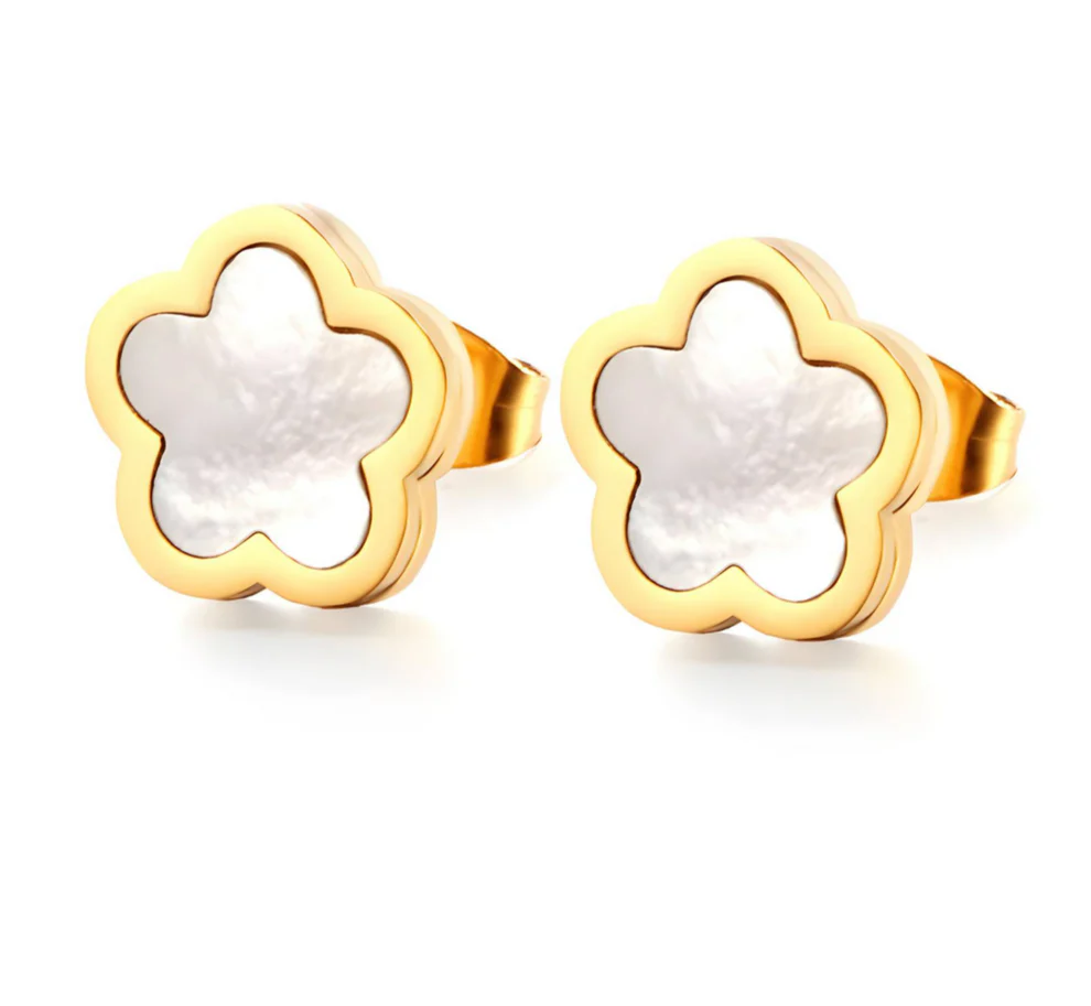 Mother Of Pearl Flower Earstuds Earrings