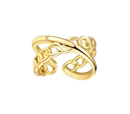 Double Chain Link Band Ring