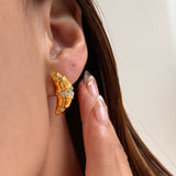Sparkling Croissant Stud