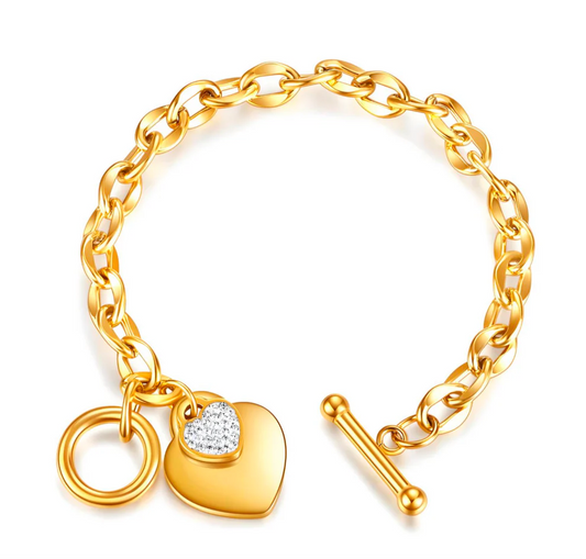 Toggle Chain Heart Charms Bracelet