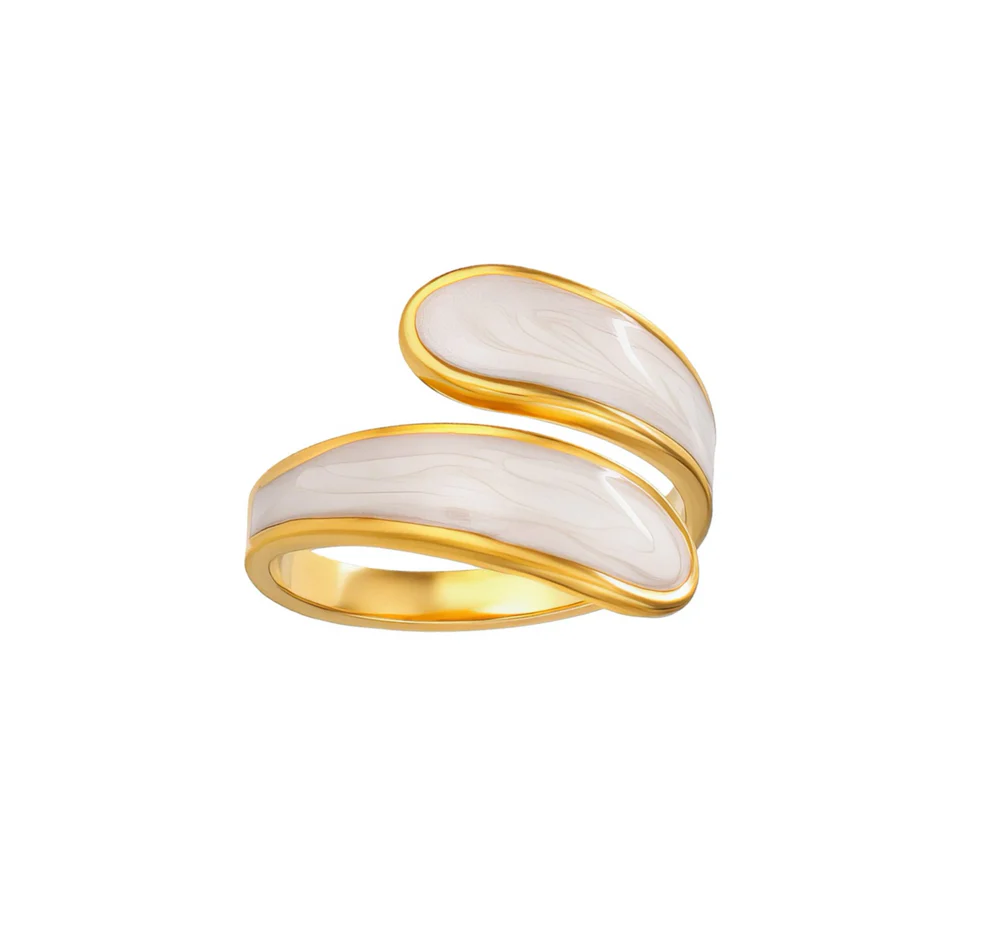 Wave Enamel Gold Band Ring