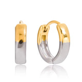 Rouse Doree small hoop earrings with bicolor design in gold and silver finish of minimalist style